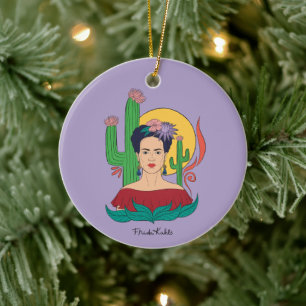 Frida Kahlo Desert Graphic Ceramic Tree Decoration
