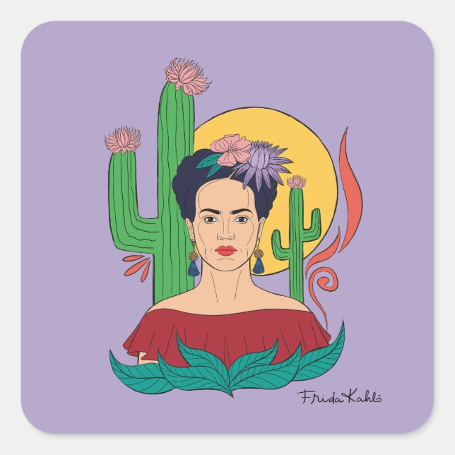 Frida Kahlo Desert Graphic Square Sticker (Front)