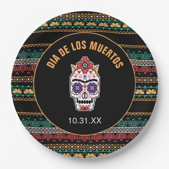 Frida Kahlo | Dia De Los Muertos Paper Plate (Front)