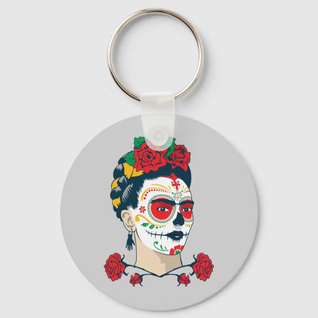 Frida Kahlo | El Día de los Muertos Key Ring (Front)