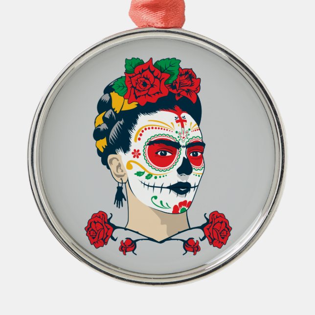 Frida Kahlo | El Día de los Muertos Metal Tree Decoration (Front)