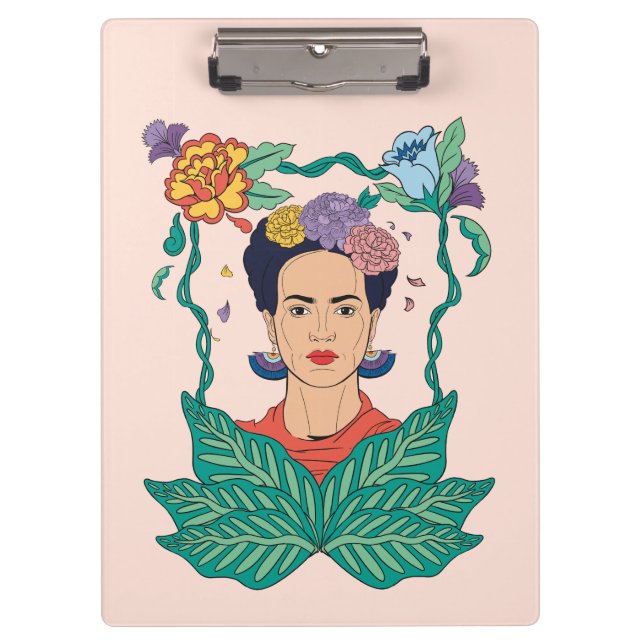 Frida Kahlo Floral Frame Graphic Clipboard (Front)