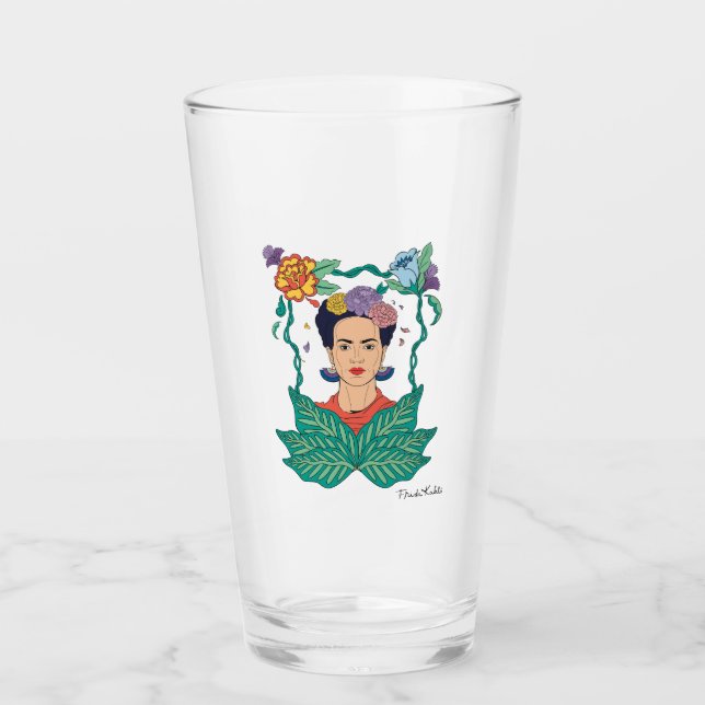 Frida Kahlo Floral Frame Graphic Glass (Front)