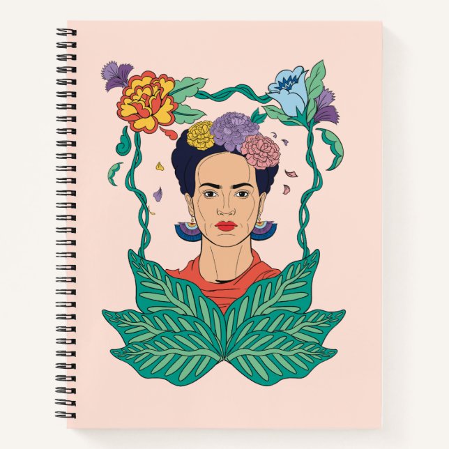Frida Kahlo Floral Frame Graphic Notebook (Front)