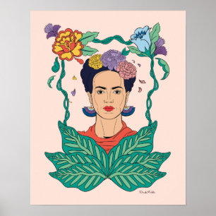 Frida Kahlo Floral Frame Graphic Poster