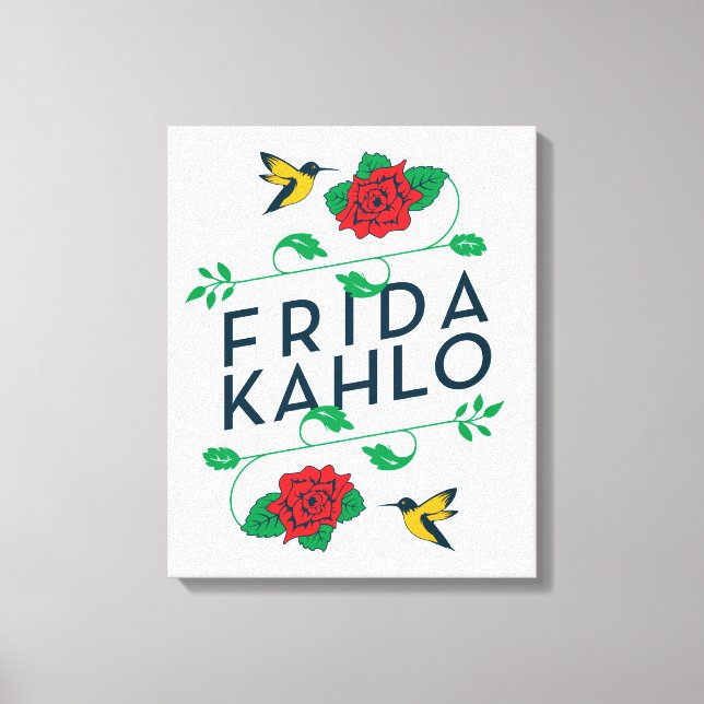 Frida Kahlo | Floral Typography Canvas Print (Front)