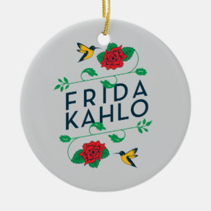 Frida Kahlo   Floral Typography Ceramic Tree Decoration