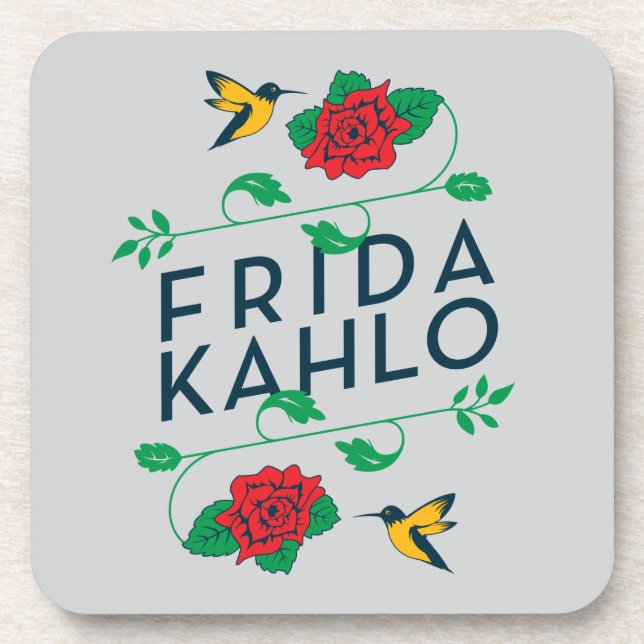 Frida Kahlo | Floral Typography Coaster (Front)