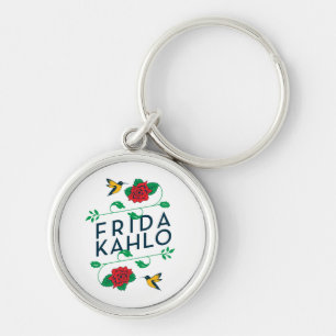Frida Kahlo Floral Typography Key Ring