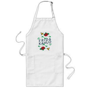 Frida Kahlo   Floral Typography Long Apron