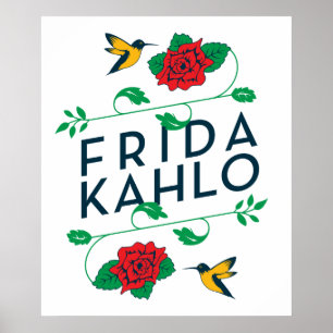 Frida Kahlo   Floral Typography Poster