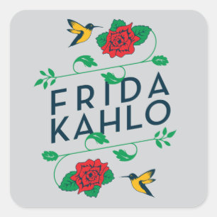 Frida Kahlo   Floral Typography Square Sticker