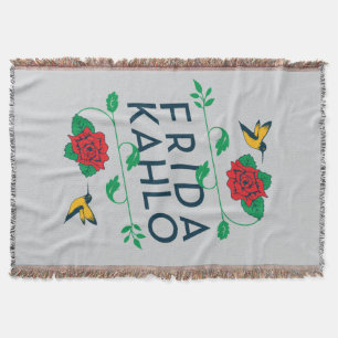 Frida Kahlo   Floral Typography Throw Blanket