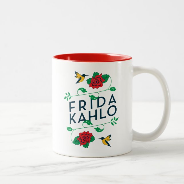 Frida Kahlo | Floral Typography Two-Tone Coffee Mug (Right)