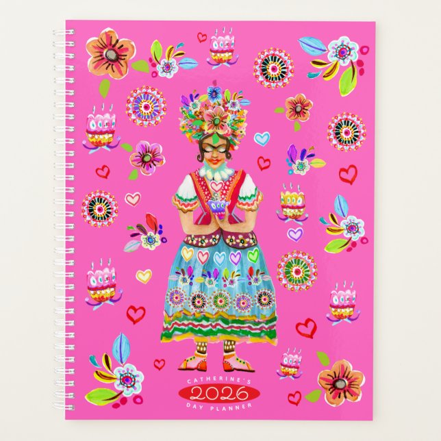 Frida Kahlo Flower Folk Art Inspiration Planner (Front)