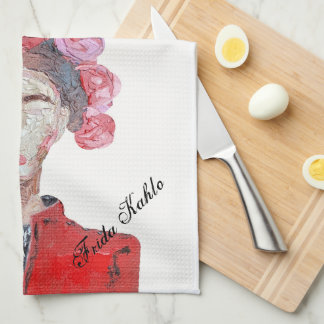 Frida Kahlo Freedom Woman Colourful Original Face Tea Towel