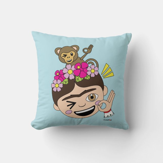 Frida Kahlo | FridaMoji - A OK Cushion (Front)