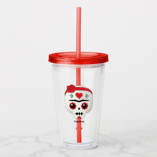 Frida Kahlo | FridaMoji - Sugar Skull Acrylic Tumbler (Front)