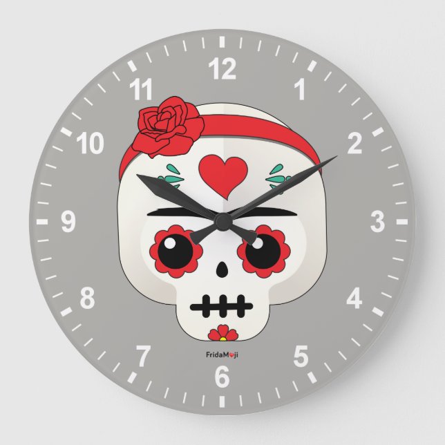 Frida Kahlo | FridaMoji - Sugar Skull Large Clock (Front)