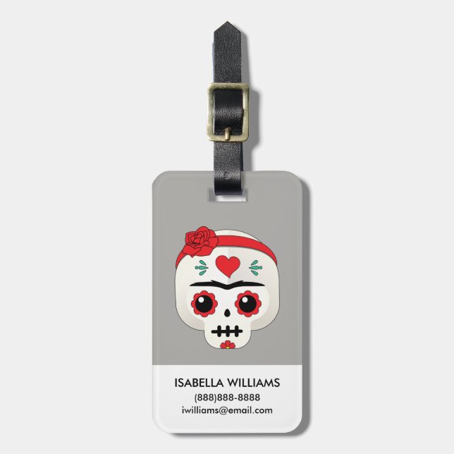 Frida Kahlo | FridaMoji - Sugar Skull Luggage Tag (Front Vertical)