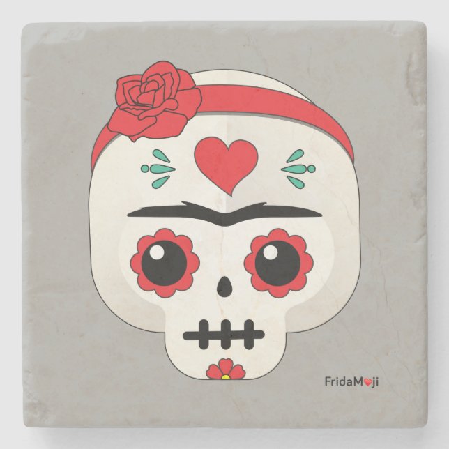 Frida Kahlo | FridaMoji - Sugar Skull Stone Coaster (Front)