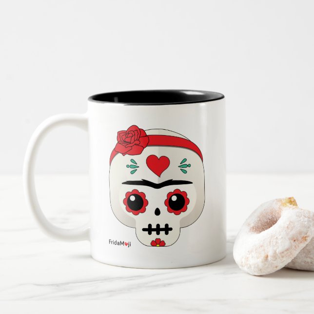 Frida Kahlo | FridaMoji - Sugar Skull Two-Tone Coffee Mug (With Donut)