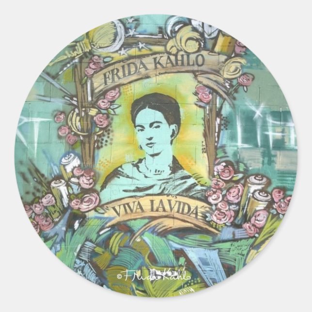 Frida Kahlo Graffiti Classic Round Sticker (Front)