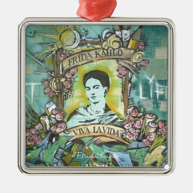Frida Kahlo Graffiti Metal Tree Decoration (Front)
