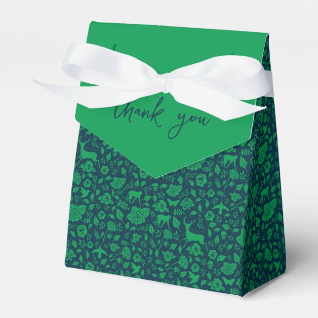Frida Kahlo | Green & Navy Floral Pattern Favour Box (Front Side)