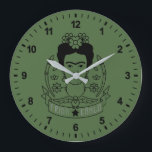 Frida Kahlo | Heroína Large Clock<br><div class="desc">This bold black and white illustration is an ode to Mexico's revolutionary female painter, Frida Kahlo. The artist has influenced millions with her brutal and revealing self-portraits inspired by her culture, her suffering and her strong political beliefs. Frida was a feminist with strong Marxist leanings and a dream of equality...</div>