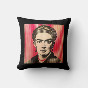 Frida Kahlo in BAUHAUS optical illusion style Cushion