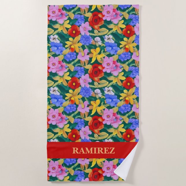 Frida Kahlo Inspired Beach Towel (Front)