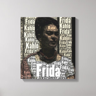 Frida Kahlo Lettering Portrait Canvas Print