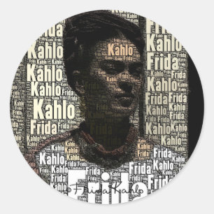 Frida Kahlo Lettering Portrait Classic Round Sticker