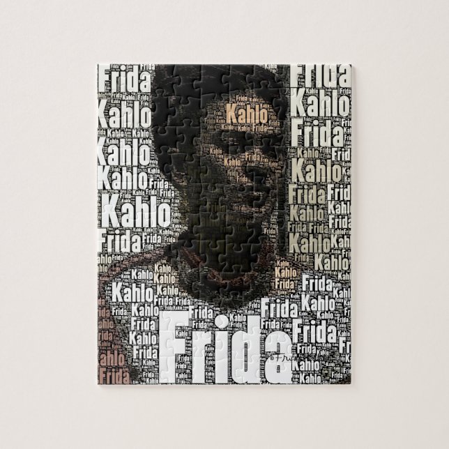 Frida Kahlo Lettering Portrait Jigsaw Puzzle (Vertical)