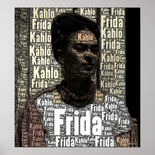 Frida Kahlo Lettering Portrait Poster
