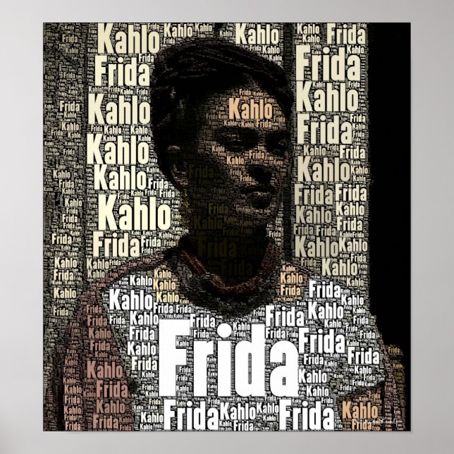 Frida Kahlo Lettering Portrait Poster (Front)