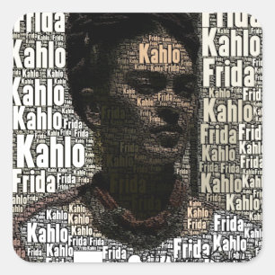 Frida Kahlo Lettering Portrait Square Sticker