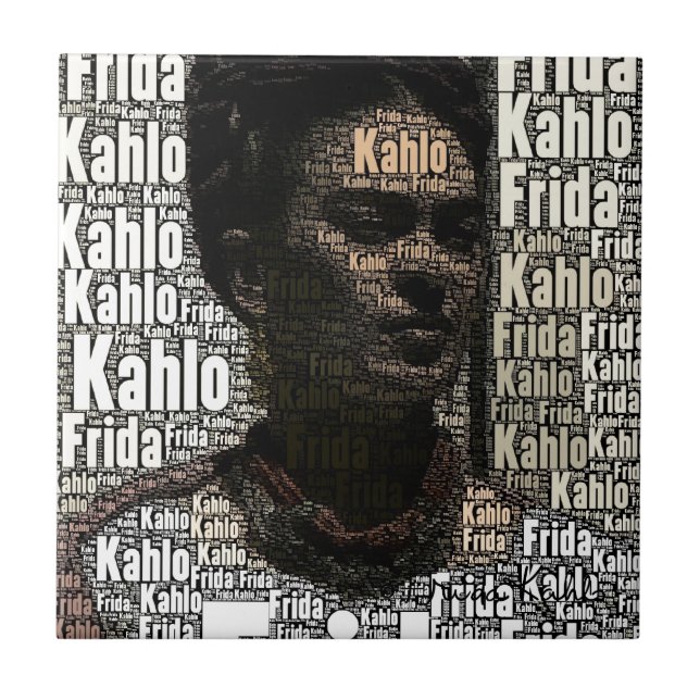 Frida Kahlo Lettering Portrait Tile (Front)