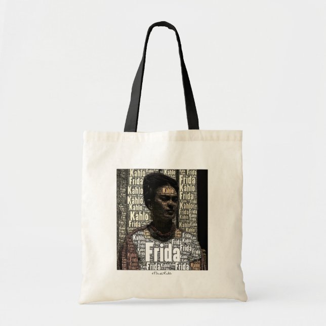 Frida Kahlo Lettering Portrait Tote Bag (Front)
