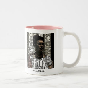 Frida Kahlo Lettering Portrait Two-Tone Coffee Mug