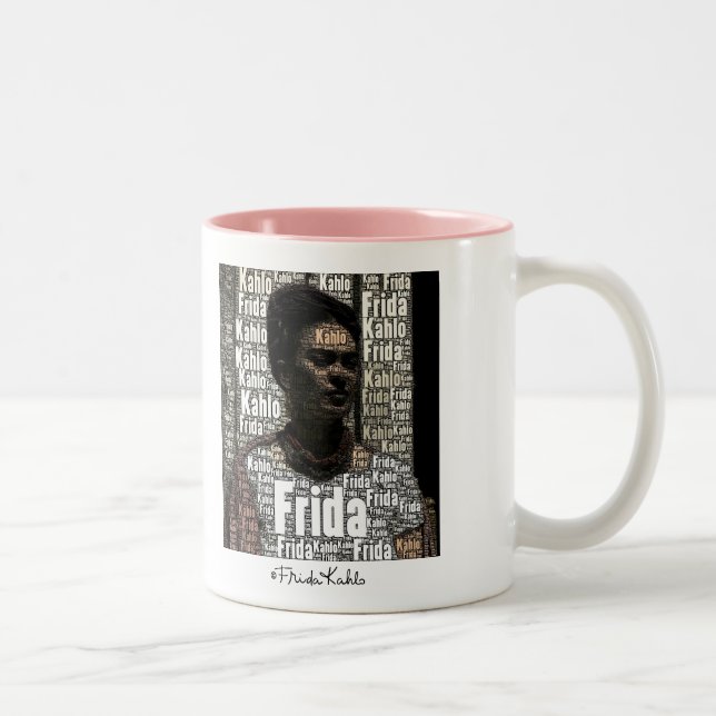 Frida Kahlo Lettering Portrait Two-Tone Coffee Mug (Right)