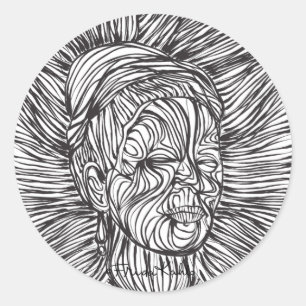 Frida Kahlo Lines Portrait Classic Round Sticker