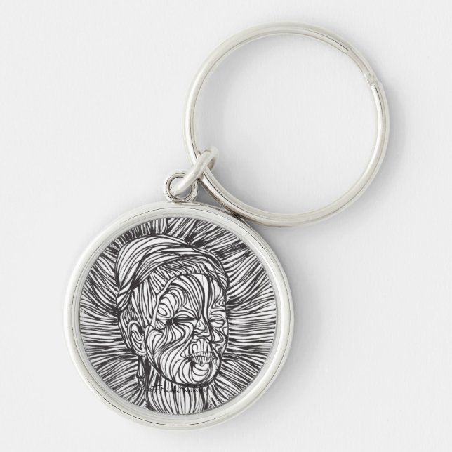 Frida Kahlo Lines Portrait Key Ring (Front)