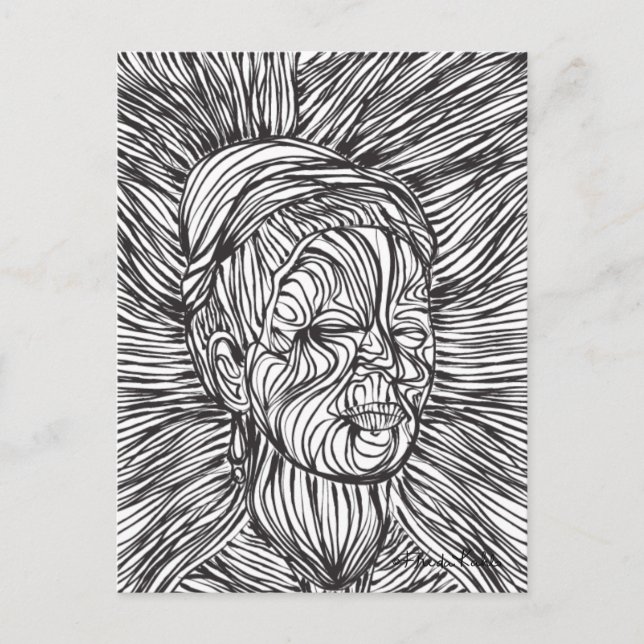 Frida Kahlo Lines Portrait Postcard (Front)