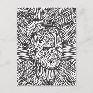 Frida Kahlo Lines Portrait Postcard