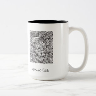Frida Kahlo Lines Portrait Two-Tone Coffee Mug