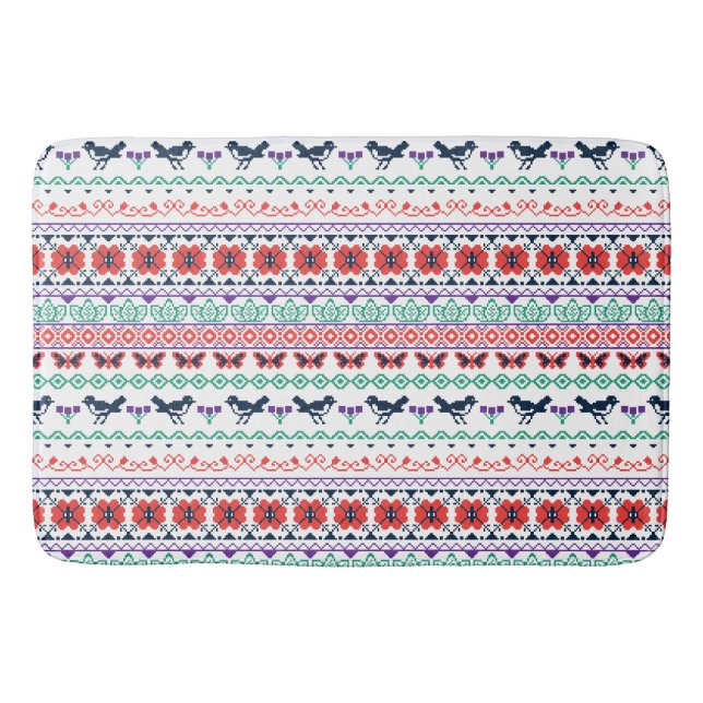 Frida Kahlo | Mexican Pattern Bath Mat (Front)