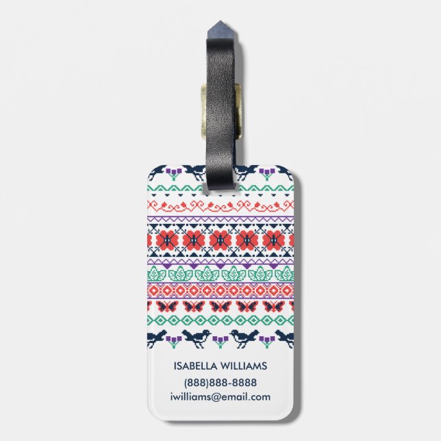 Frida Kahlo | Mexican Pattern Luggage Tag (Back Vertical)