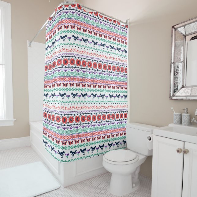 Frida Kahlo | Mexican Pattern Shower Curtain (In Situ)